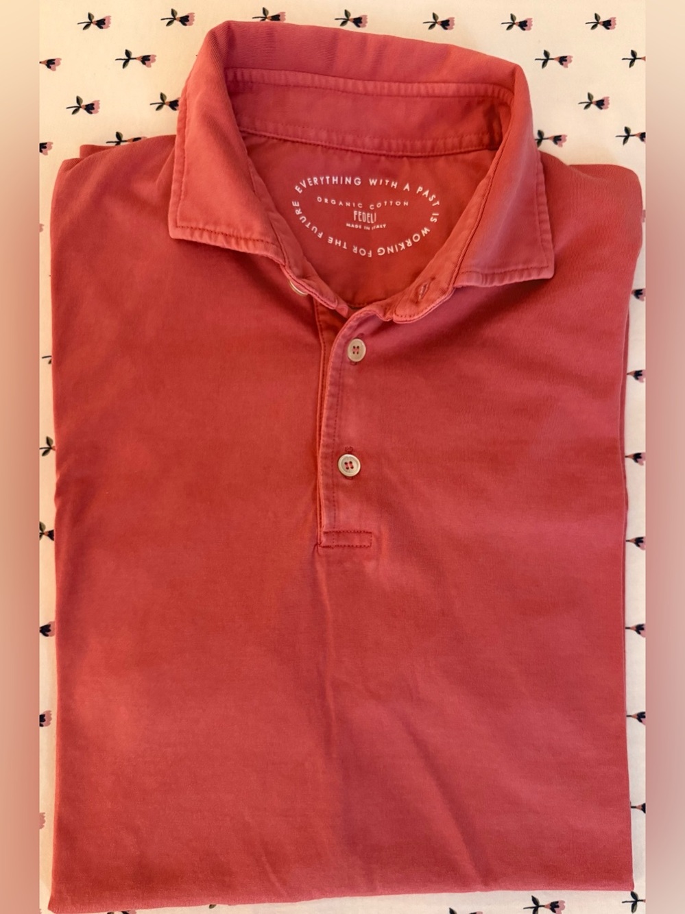Fedeli Piqué-Weave Polo Shirt – Men’s Size M – Ruby Pink – EUC